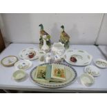 A pair of Staffordshire birds, both A/F, Aynsley china etc.