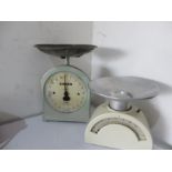 A Salter weighing scale along with a Kitchen Master scale