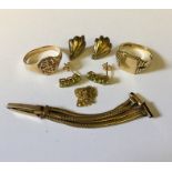 A collection of 9ct gold. Total weight 20.4g