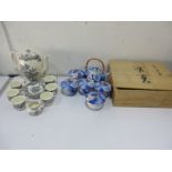 A "Bristol" Crown Devon coffee set along with a Japanese tea set in wooden box