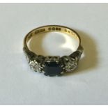 A 18ct gold sapphire and diamond 3 stone ring