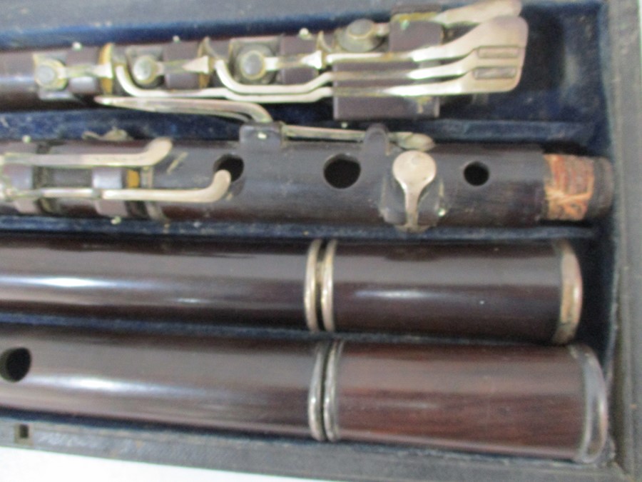 A 19th century cased Rudall & Rose flute with SCM mounts- some slight splitting to mouthpieces, - Image 11 of 13