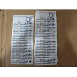 A collection of 34 x £5 bank notes, lightly circulated (Cashiers - 10 x Somerset, 1 x Page, 23 x