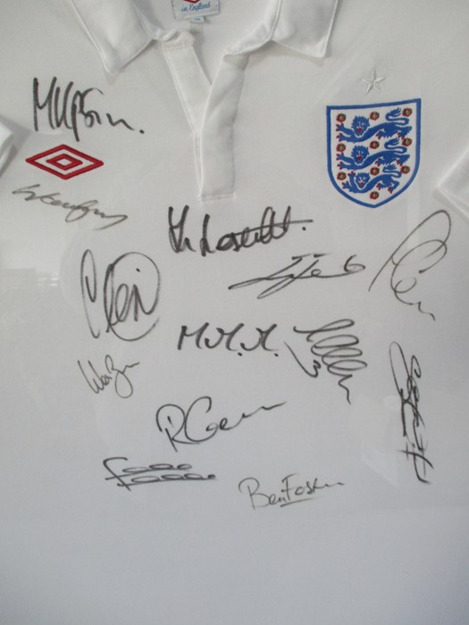 A 2009/10 England football shirt, framed and signed by various members of the team including Rooney, - Image 2 of 4