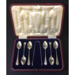 A cased set of silver coffee spoons, Sheffield 1911