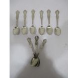 A set of EPNS spoons by Birks commemorating WWI leaders along with three others similar
