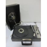 A Sapar BSR portable gramophone unit with speaker