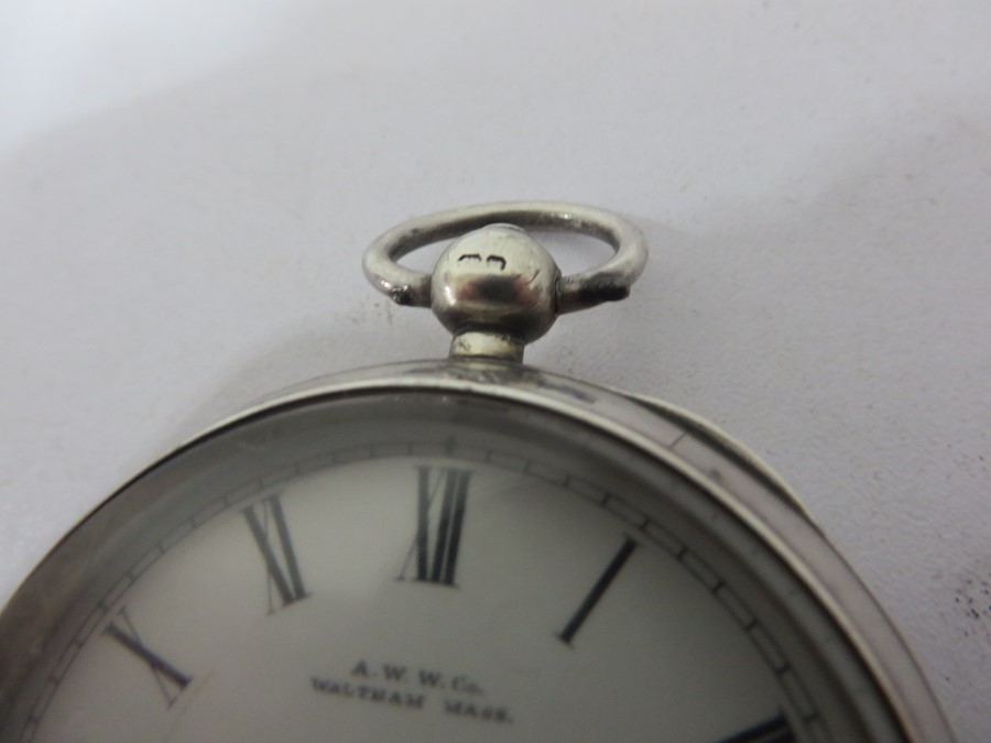 A. W. W. Co. Waltham Mass hallmarked silver cased pocket watch - Image 3 of 11