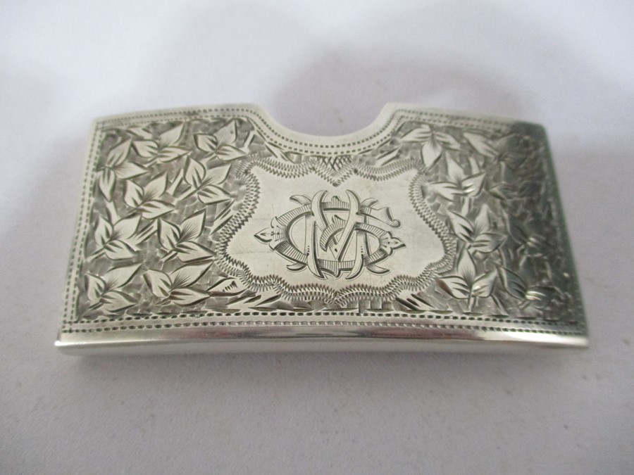 A hallmarked silver Victorian curved card case, Birmingham 1897 - Image 2 of 4