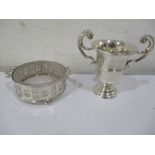 A hallmarked silver butter dish ( Birmingham 1922) along with a small silver trophy ( Sheffield