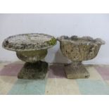 Two concrete garden pots