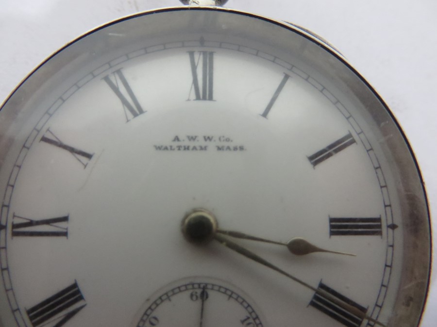 A. W. W. Co. Waltham Mass hallmarked silver cased pocket watch - Image 4 of 11