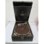 A portable HMV gramophone