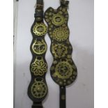 Two sets of horse brasses on leather straps