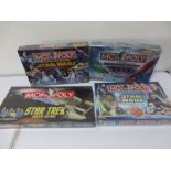 Four new in box Monopoly sets - Star Wars Saga, Star Wars Episode 2, Thunderbirds & Star Trek