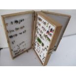 A collection of fishing flies in double sided Bob Church case