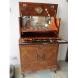 A walnut veneered Art Deco cocktail cabinet- keys in office