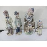 Four Lladro figures of clowns