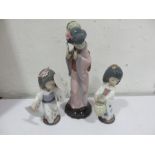 Three Lladro figures of oriental girls
