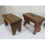 Two oak footstools