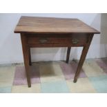 An antique oak and elm low boy with single drawer