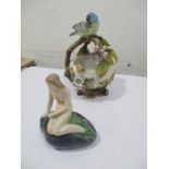 A Royal Copenhagen figure of a mermaid on a rock, a 100 year anniversary piece along with a