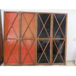 A four fold pine framed screen