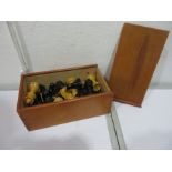 A vintage complete boxed chess set