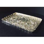 A Victorian hallmarked silver repoussee decorated tray by William Comyns, London 1901