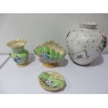 Three pieces of Kensington ware including "Anemone" jug, along with a large pottery vase