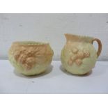 Two pieces of Royal Worcester blush ivory