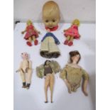 A small collection of bisque headed and other dolls, some A/F