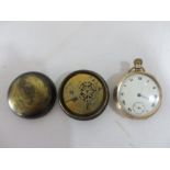 A gold filled Geneva Watch Case Co pocket watch along with a brass pocket watch movement A/F