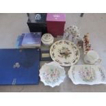 A collection of various china including Aynsley, Wedgwood, Royal Worcester, Port Merion cat etc