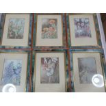 A set of six modern fairy prints
