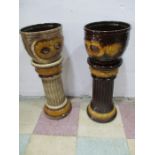 Two West German pottery jardinieres on stands- 1 stand A/F