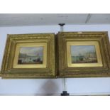 A pair of oil paintings of coastal scenes with beached boats signed G. Cook