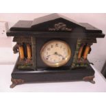 An American eight day, half hour strike faux marble mantle clock by "The Sessions Clock Co.