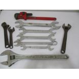 A collection of various spanners, etc including Bahco and Britool