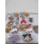 A collection of McDonald's TY Teenie Beanie Babies new in packaging