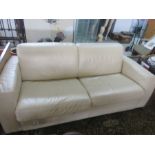 A cream leather sofa bed ( no mattress)