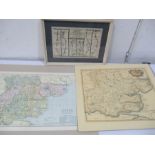 An antique strip map of Essex by Thomas Gardner along with two maps of Essex