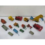A collection of dinky toys and supertoys including Heavy Tractor, Blaw Knox Bulldozer, Muir-Hill
