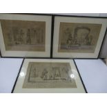 Three 19th century satirical etchings by G Cruikshank