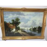 A 20th Century oil on board of a Dutch scene signed Cornelius Reestap, 73 cm x 104 cm