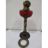 A Victorian oil lamp with Serpentine column