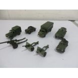 A small collection of Dinky army vehicles