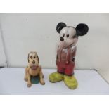 Two Disney plastic figures of Mickey Mouse and a Pluto - Mickey Mouse approx 36cm H, Pluto approx