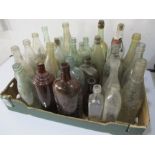 A collection of various bottles