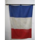 A French flag with brass RF finial, 79cm x 122cm